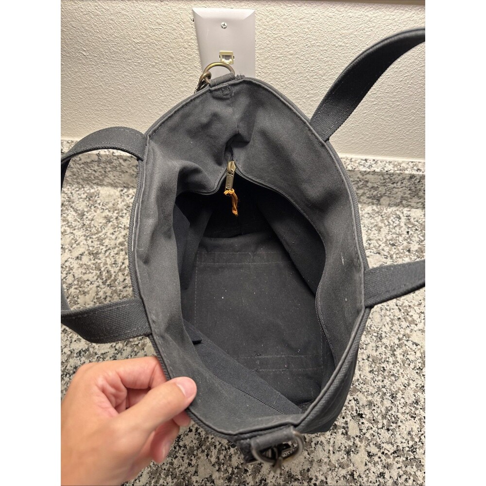 LL Bean All Black Boat And Tote Short Handles With Xtra Long Strap / USA / ZipUp - Picture 3 of 14